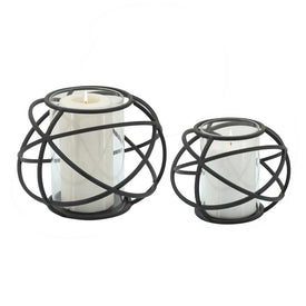 6" Orb Candle Holders Set of 2 - Black