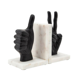 Hand Sign Bookends Set of 2 - Black