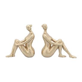 Polyresin Lady Bookends Set of 2 - Gold