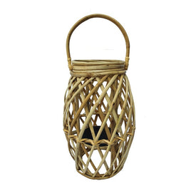 16" Wicker Candle Lantern - Brown