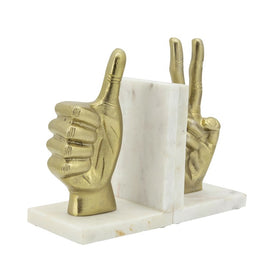 Hand Sign Bookends Set of 2 - Gold