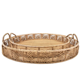 24"/30" Round Bamboo Trays Set of 2 - Natural