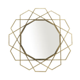 35" Metal Round Geometric Wall Mirror - Gold