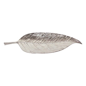 26" Metal Leaf Platter - Silver