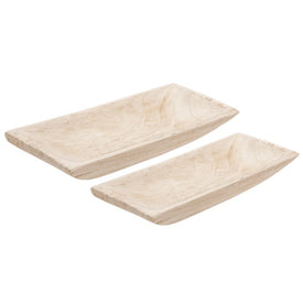 Rectangular Wood Trays Set of 2 - White