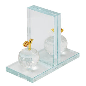 Crystal Apple Bookends Set of 2 - Clear