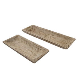 Rectangular Wood Trays Set of 2 - Natural