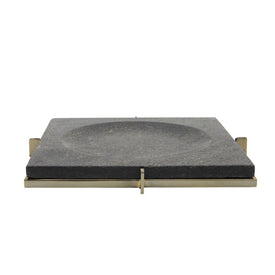12" x 12" Marble Tray with Metal Base - Black