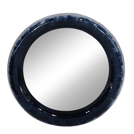 36" Round Metal Wall Mirror - Blue
