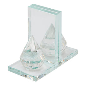 Crystal Teardrop Bookends Set of 2 - Clear