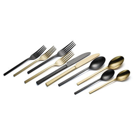 Allay Black And Gold 40-Piece Flatware Set, Service for 8