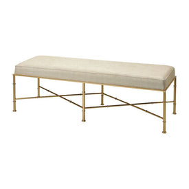 Gold Cane Bench with Stretcher Base