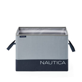 Nautica Foldable Woven Polyester Rectangular Bin without Lid - Gray Block