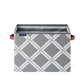 Rey Foldable Woven Polyester Rectangular Bin without Lid - Gray/White