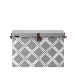 Rey Foldable Woven Polyester Large Storage Trunk with Lid - Gray/White