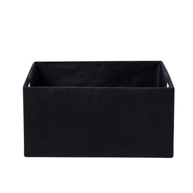 Faux Linen Covered Cardboard Rectangular Storage Bins Set of 3 - Black