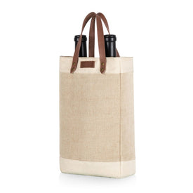 Pinot Jute Two- Bottle Insulated Wine Bag - Beige