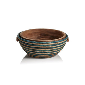 Layla Hand-Woven Rattan and Acacia Wood Bowl