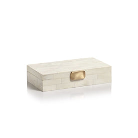 Mahar Bone Design Decorative Box with Brass Knob