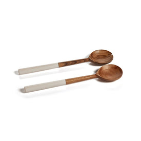 Maya Mango Wood Server Set with White Resin Handle