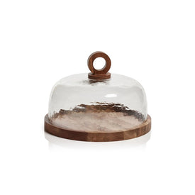Marion Wood Cheese Board with Hammered Glass Cloche