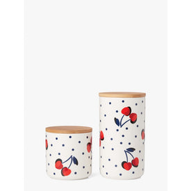 Vintage Cherry Dot Canisters Set of 2