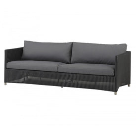 Sofa Diamond 3 Seater Sofa Graphite/Gray Weave on Aluminum/Acrylic Cushion 2 Seats 2 Back Natte 82.3W x 24.8H x 34.7D Inch