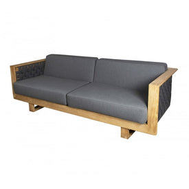 Angle Three-Seater Sofa with Teak Frame