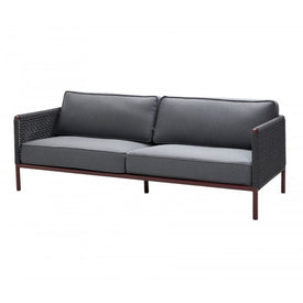 Sofa Encore 3 Seater Sofa Bordeaux/Dark Gray Soft Rope/Aluminum/Acrylic Cushion 2 Seats 2 Back AirTouch 87.1W x 30.71H x 35.9D Inch