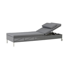 Lounge Chair Rest Sunbed Single with Cushions 77.6W x 32.3H x 26.8D Inch Gray Tex/Aluminum