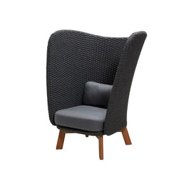 Highback Chair Peacock Foersom & Hiort-Lorenzen MDD with Teak legs Dark Gray 40.2W x 49.7H x 35.1D Inch Soft Rope/Teak/Aluminum