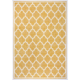 Trebol Moroccan Trellis Textured Weave 91" L x 63" W Indoor/Outdoor Area Rug - Yellow/Cream