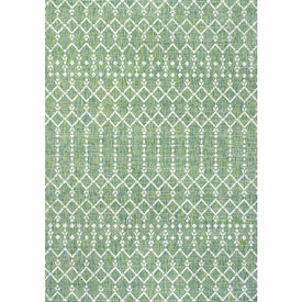 Ourika Moroccan Geometric Textured Weave 91" L x 63" W Indoor/Outdoor Area Rug - Green/Cream