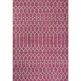 Ourika Moroccan Geometric Textured Weave 91" L x 63" W Indoor/Outdoor Area Rug - Fuchsia/Light Gray