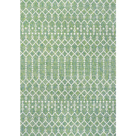 Ourika Moroccan Geometric Textured Weave 144" L x 108" W Indoor/Outdoor Area Rug - Green/Cream