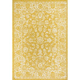 Tela Bohemian Textured Weave Floral 60" L x 37" W Indoor/Outdoor Area Rug - Yellow/Cream