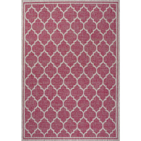 Trebol Moroccan Trellis Textured Weave 60" L x 37" W Indoor/Outdoor Area Rug - Fuchsia/Light Gray