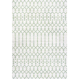 Ourika Moroccan Geometric Textured Weave 60" L x 37" W Indoor/Outdoor Area Rug - Green/Ivory