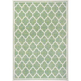 Trebol Moroccan Trellis Textured Weave 60" L x 37" W Indoor/Outdoor Area Rug - Cream/Green