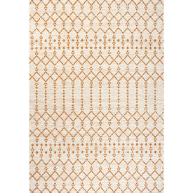 Ourika Moroccan Geometric Textured Weave 60" L x 37" W Indoor/Outdoor Area Rug - Cream/Orange