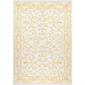 Charleston Vintage Filigree Textured Weave 60" L x 37" W Indoor/Outdoor Area Rug - Cream/Yellow