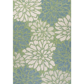 Zinnia Modern Floral Textured Weave 60" L x 37" W Indoor/Outdoor Area Rug - Cream/Green
