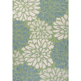 Zinnia Modern Floral Textured Weave 72" L x 47" W Indoor/Outdoor Area Rug - Cream/Green