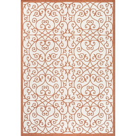 Madrid Vintage Filigree Textured Weave 72" L x 47" W Indoor/Outdoor Area Rug - Cream/Orange