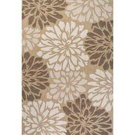 Zinnia Modern Floral Textured Weave 60" L x 37" W Indoor/Outdoor Area Rug - Brown/Cream