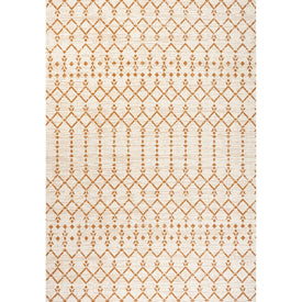 Ourika Moroccan Geometric Textured Weave 144" L x 108" W Indoor/Outdoor Area Rug - Cream/Orange