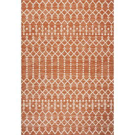 Ourika Moroccan Geometric Textured Weave 60" L x 37" W Indoor/Outdoor Area Rug - Orange/Cream