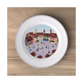Design Naif Dinner Plate #4 Old Village Square
