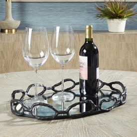 Cable Chain Wall Mirrored Tray - Black