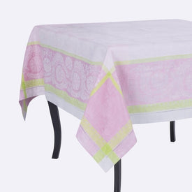 Cleopatra 71" x 71" Tablecloth - Chartreuse, Rose, and Pale Lavender